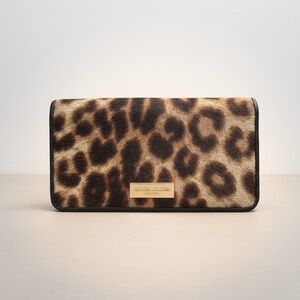 Henri Bendel Leopard Print Calf Hair Snap Wallet